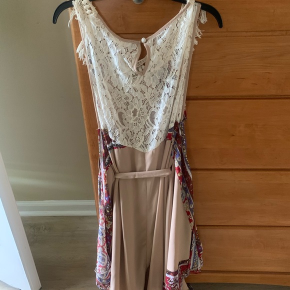 Ryu Beige Crochet Print Tie Dress - Picture 2 of 4